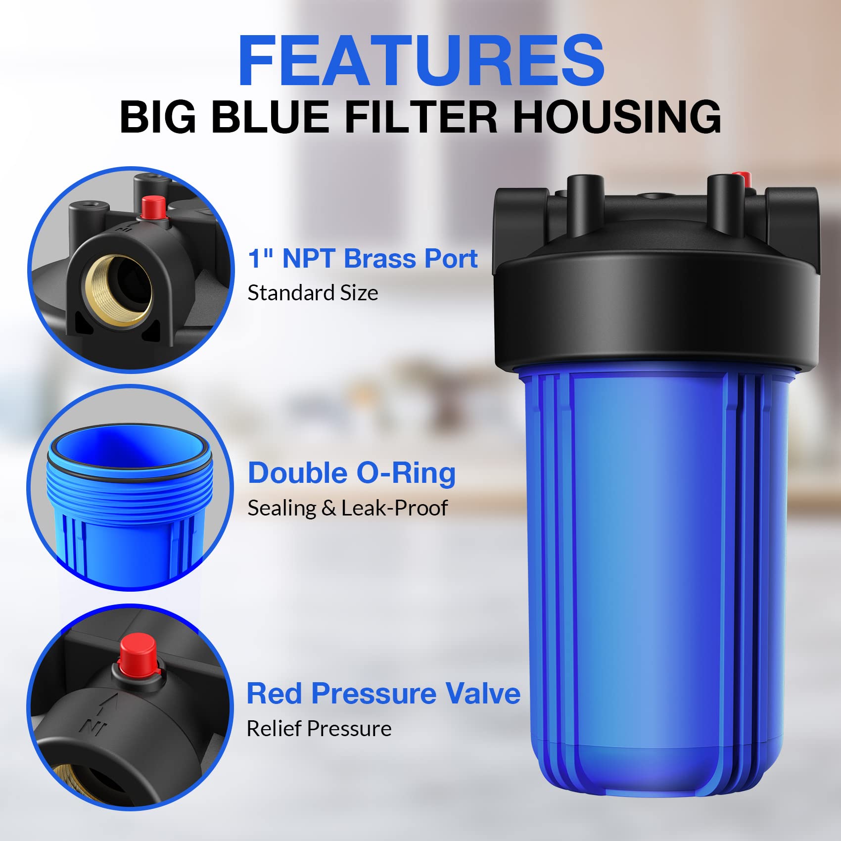 浄水器フィルターハウジング　青 Amazon | SimPure Whole House浄水器ハウジング、1段 10インチ x 4.5